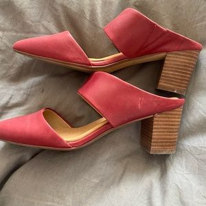 Corso Como Red Leather Block Heel Rooney Mule Slip On Women's Size 8